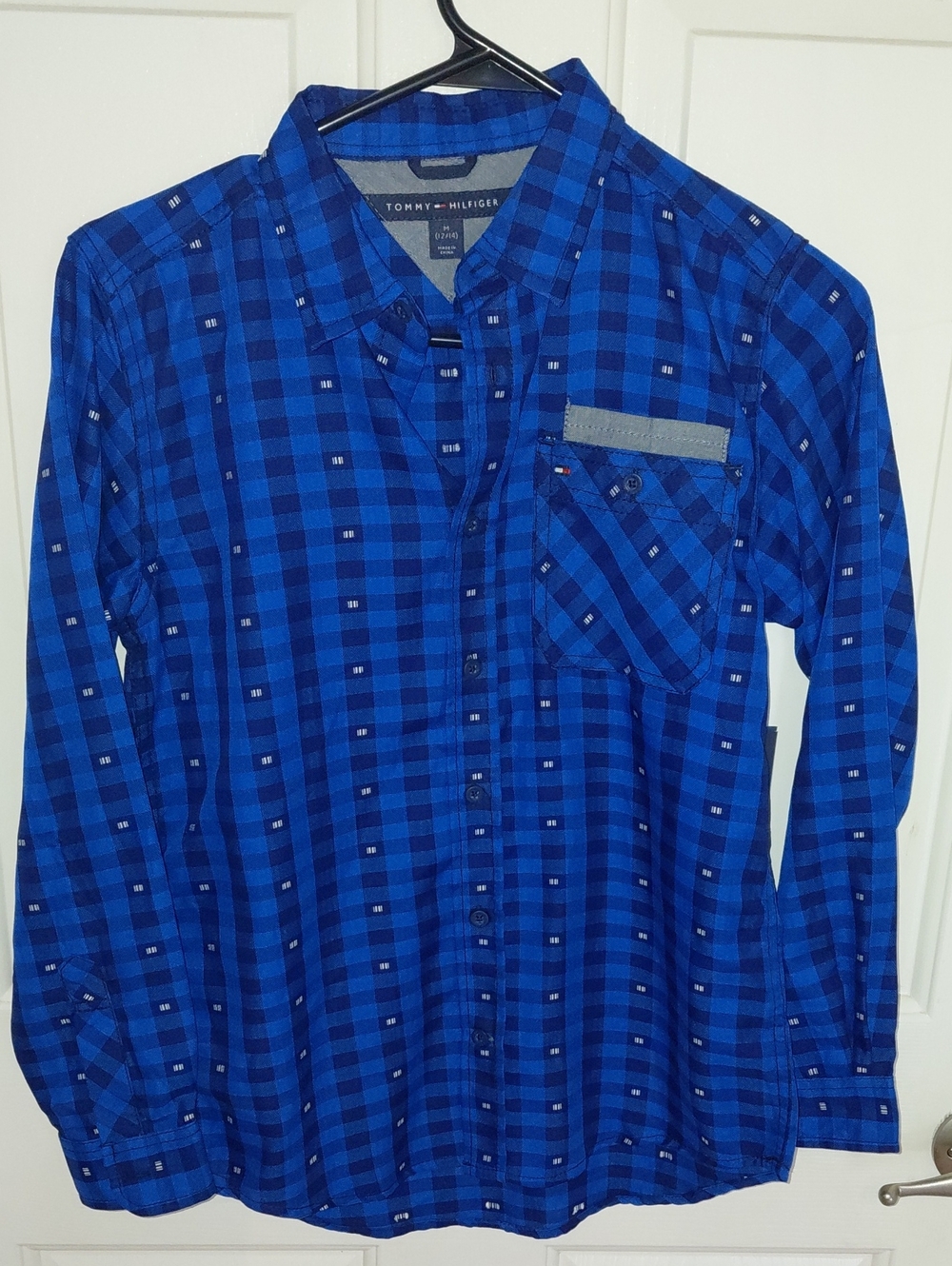 Tommy Hilfiger Royal Blue Plaid Long-Sleeve Button-Down Shirt